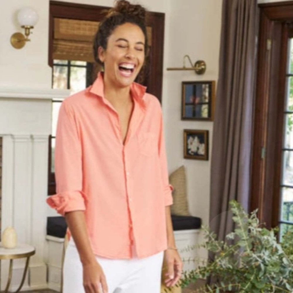 FRANK & EILEEN “Eileen” Relaxed Fit Button Up in Tangerine Orange - EUC, XS